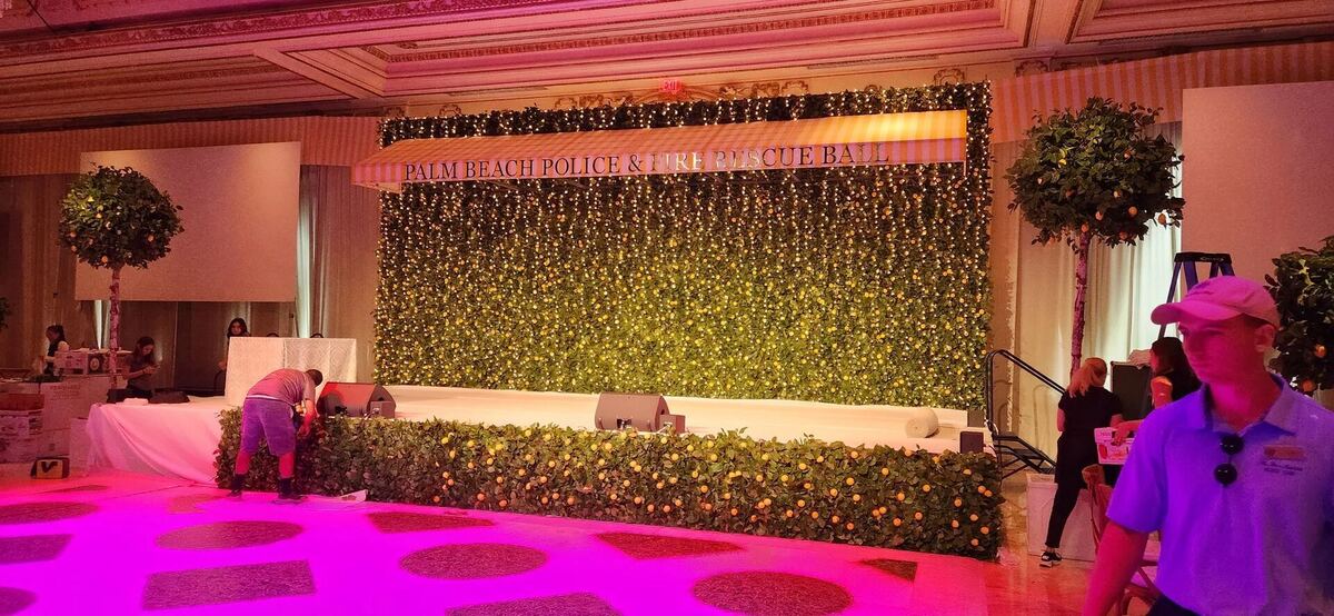 Pink lit lounge and dance floor setup